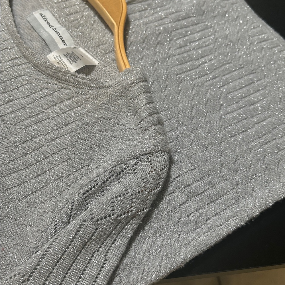Shimmering Silver Metallic Alfred Dunner Dressy Top.
